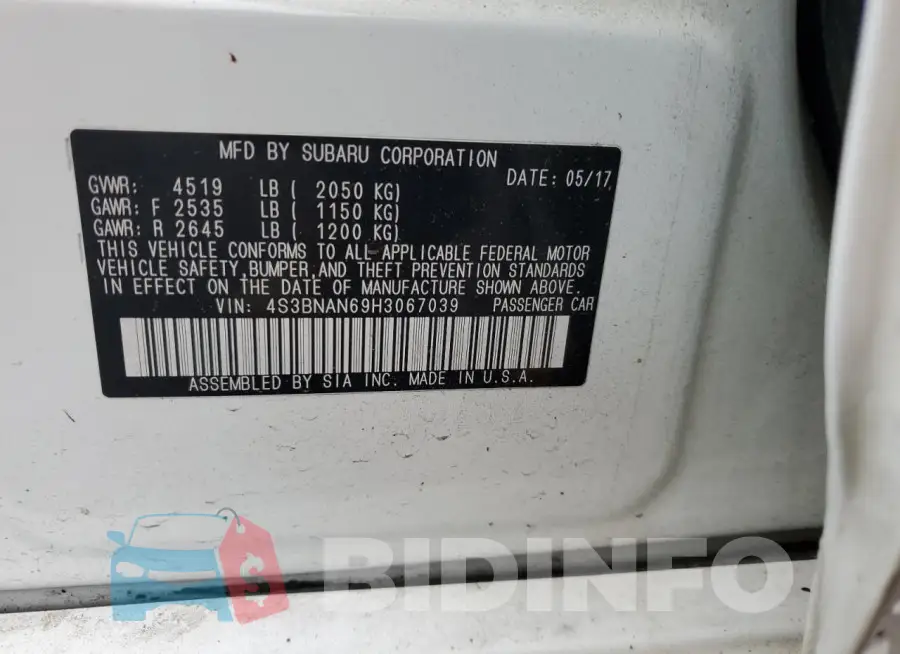 4S3BNAN69H3067039 Photo# 12