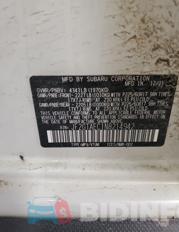 JF2GTAEC1N8214942 Photo# 14
