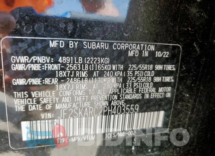 JF2SKARC2PH403559 Photo# 14