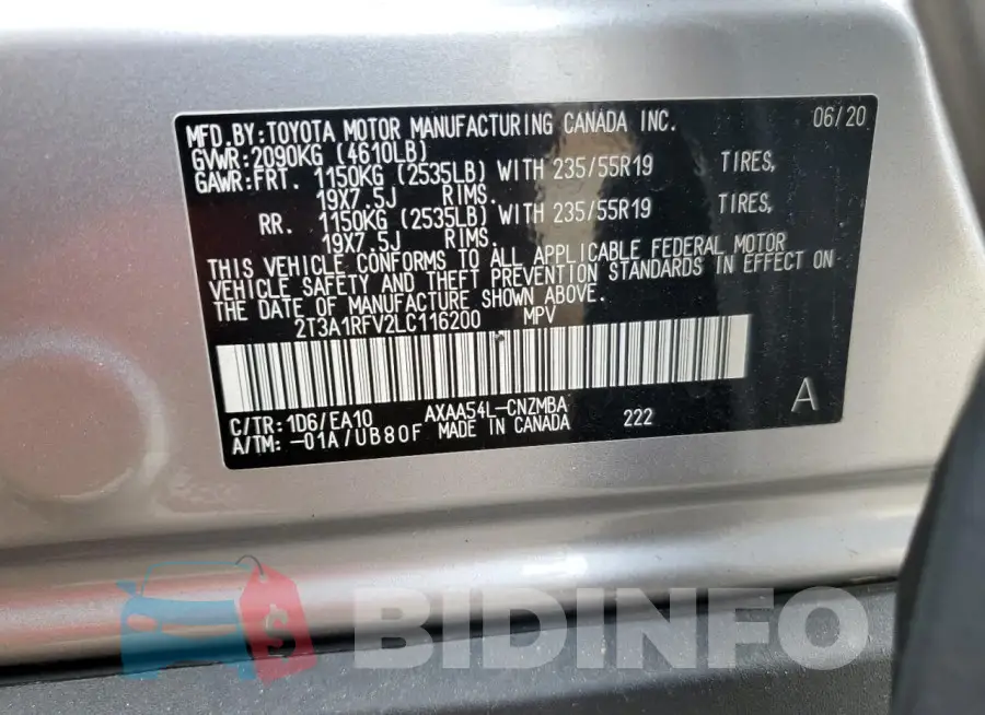 2T3A1RFV2LC116200 Photo# 13