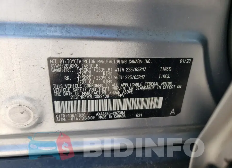 2T3F1RFV3LC092138 Photo# 13