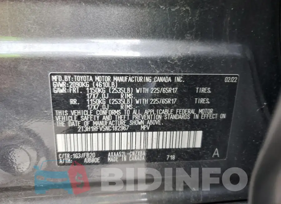 2T3H1RFV5NC182967 Photo# 12