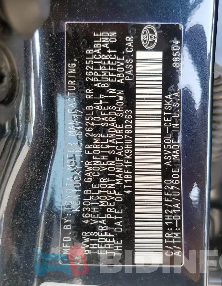 4T1BF1FK9HU780263 Photo# 12