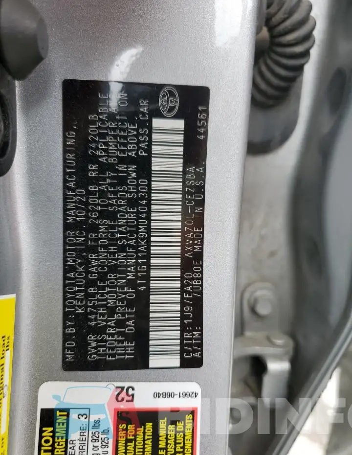 4T1G11AK9MU404300 Photo# 13
