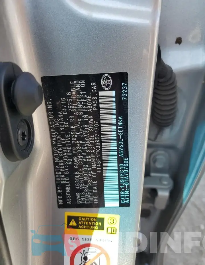 4T4BF1FK9GR571707 Photo# 12