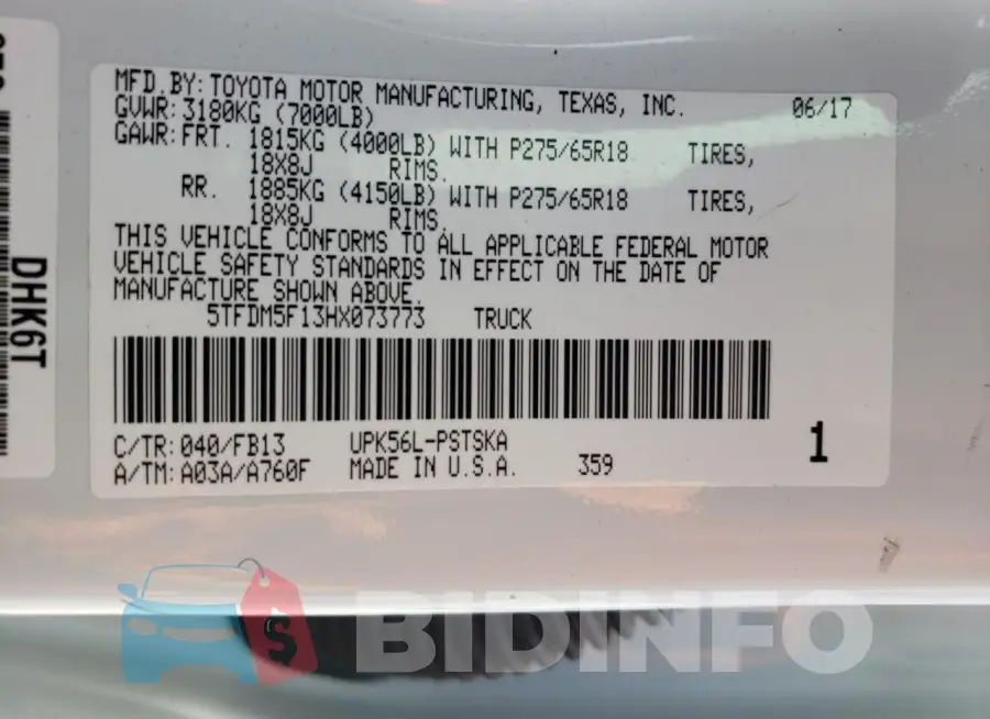 5TFDM5F13HX073773 Photo# 13