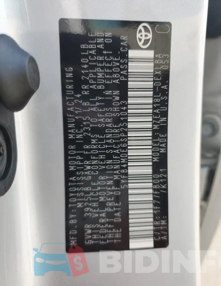 5YFB4MDE6SP251043 Photo# 12