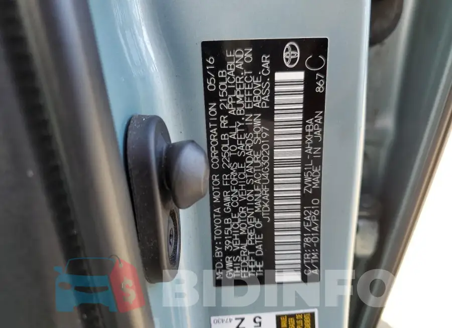 JTDKARFU4G3020197 Photo# 13