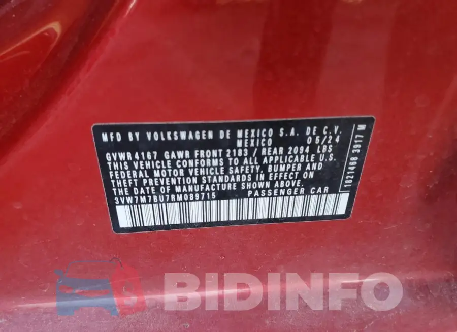 3VW7M7BU7RM089715 Photo# 12