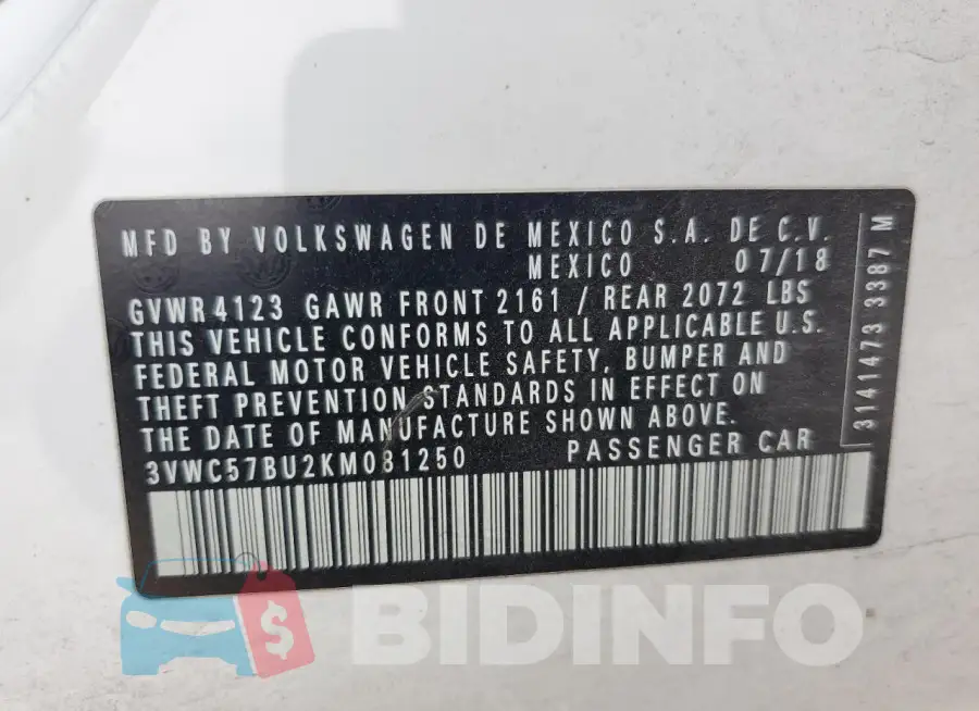 3VWC57BU2KM081250 Photo# 12