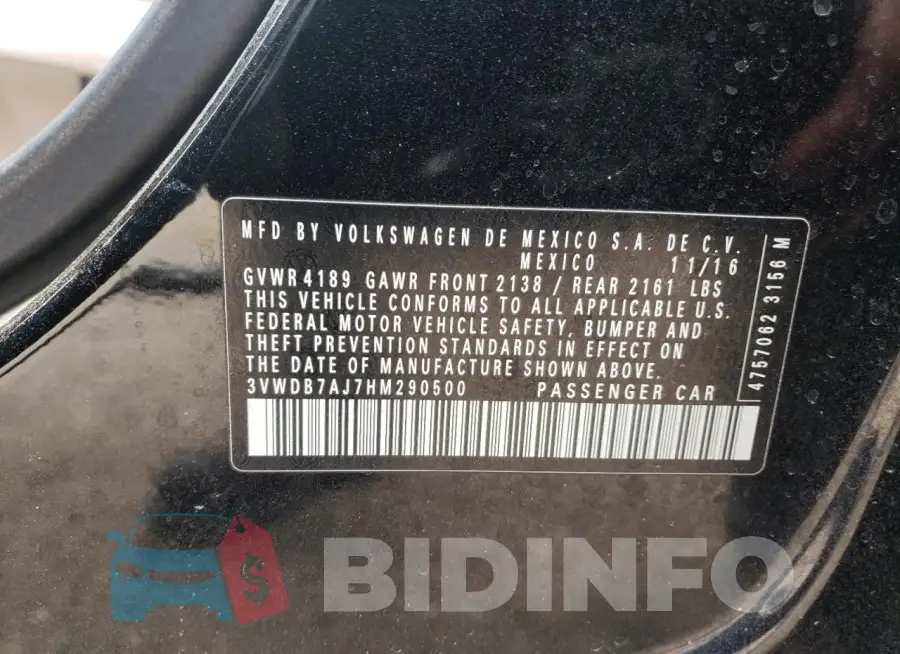 3VWDB7AJ7HM290500 Photo# 13