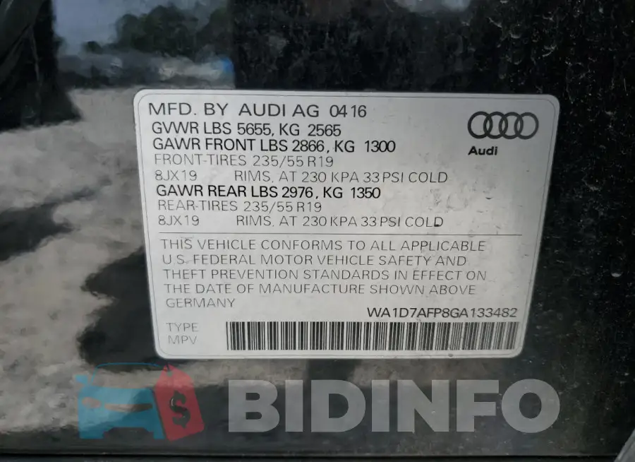 WA1D7AFP8GA133482 Photo# 13