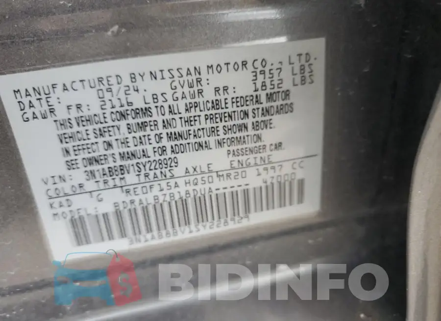 3N1AB8BV1SY228929 Photo# 12