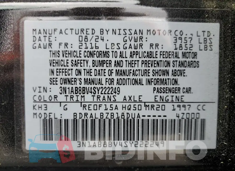 3N1AB8BV4SY222249 Photo# 12