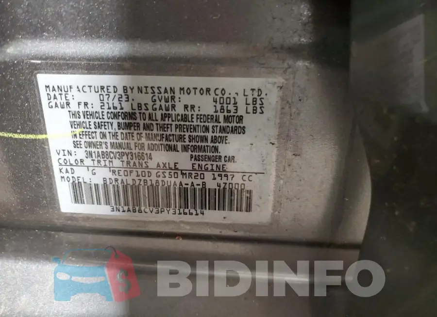 3N1AB8CV3PY316614 Photo# 12