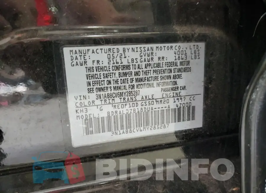 3N1AB8CV6MY285287 Photo# 12
