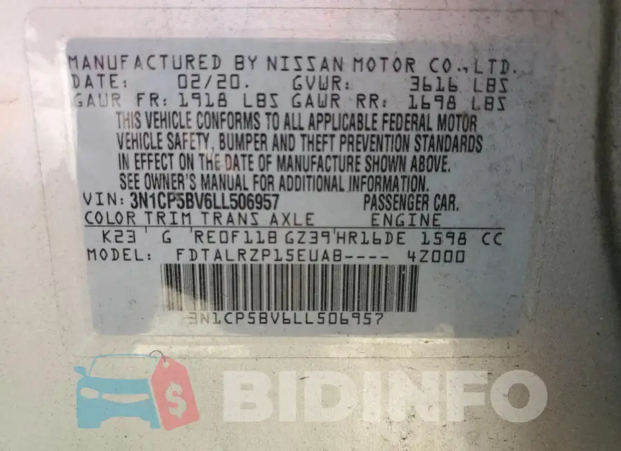 3N1CP5BV6LL506957 Photo# 14