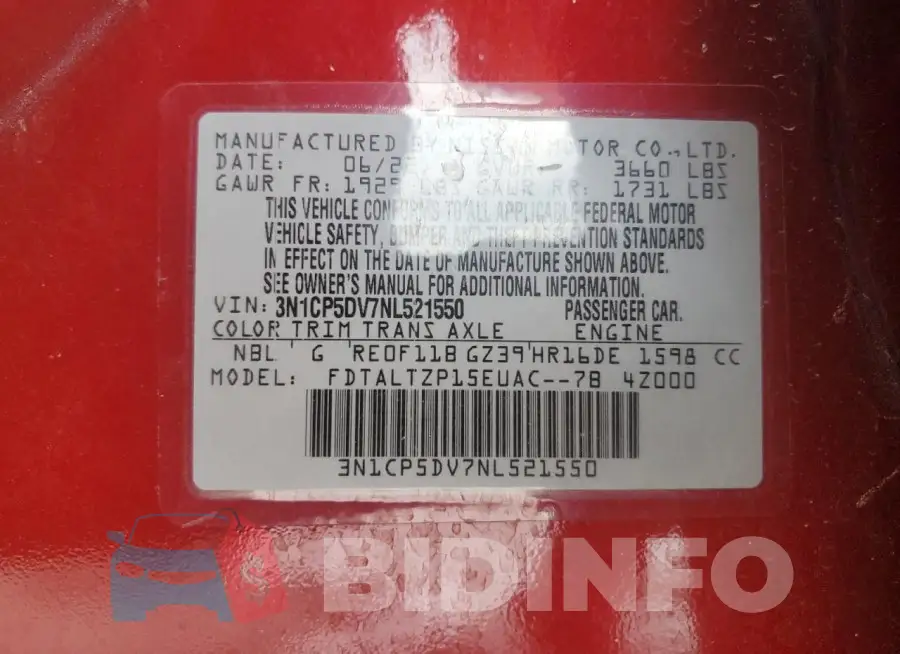 3N1CP5DV7NL521550 Photo# 12