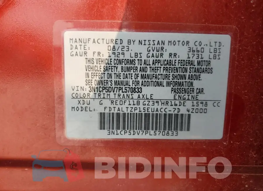 3N1CP5DV7PL570833 Photo# 13