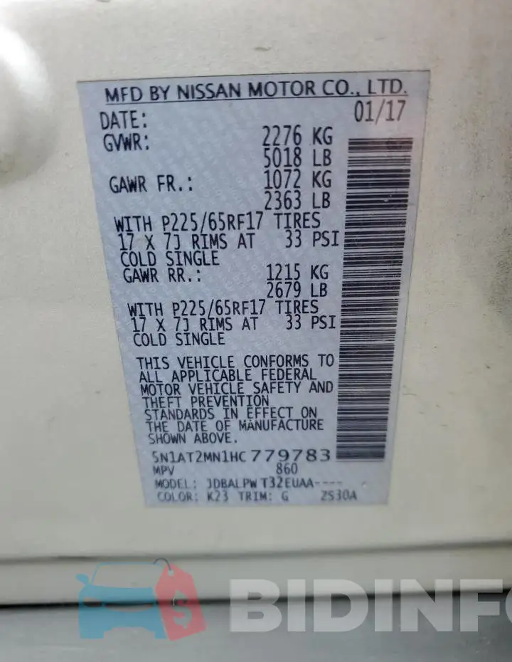 5N1AT2MN1HC779783 Photo# 13