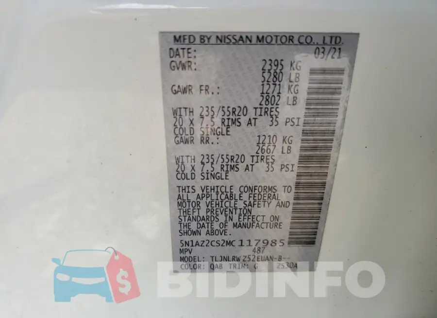 5N1AZ2CS2MC117985 Photo# 13