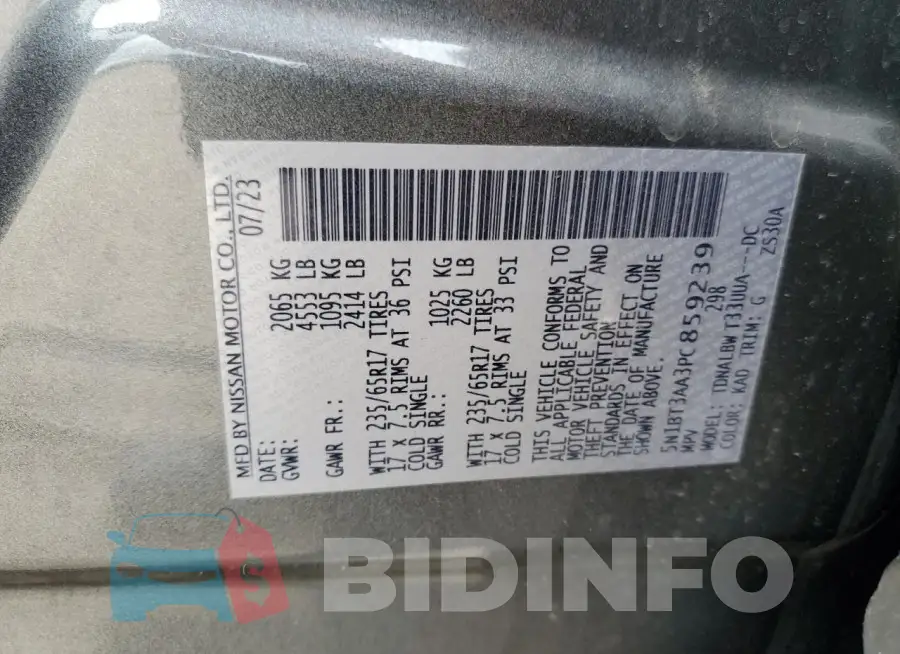 5N1BT3AA3PC859239 Photo# 14