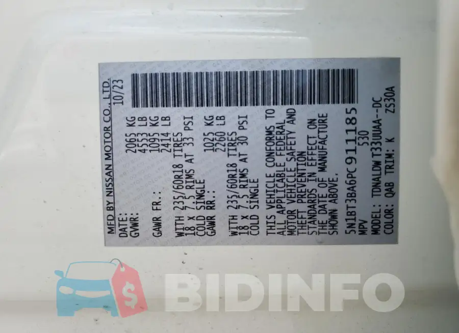 5N1BT3BA6PC911185 Photo# 14