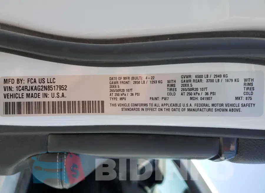 1C4RJKAG2N8517952 Photo# 13
