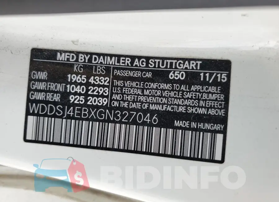 WDDSJ4EBXGN327046 Photo# 13