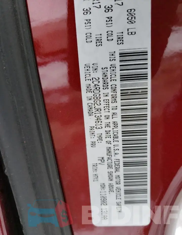 2C4RDGBG2JR134613 Photo# 13