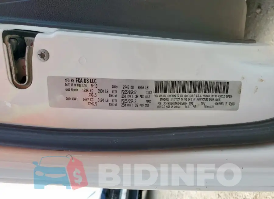 2C4RDGEG4KR765067 Photo# 13