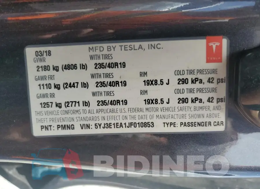 5YJ3E1EA1JF010853 Photo# 12