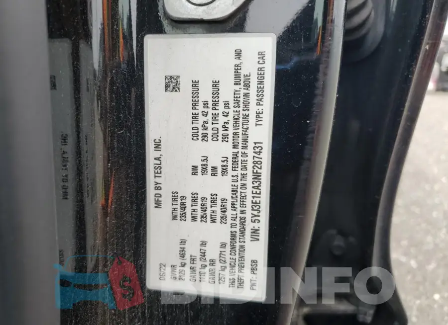 5YJ3E1EA3NF287431 Photo# 13