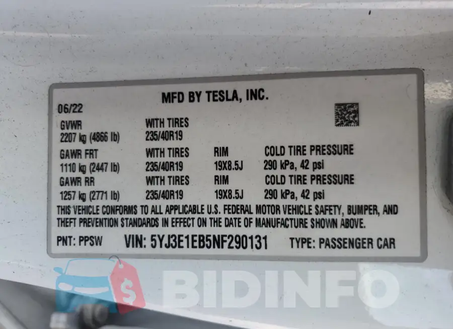 5YJ3E1EB5NF290131 Photo# 12