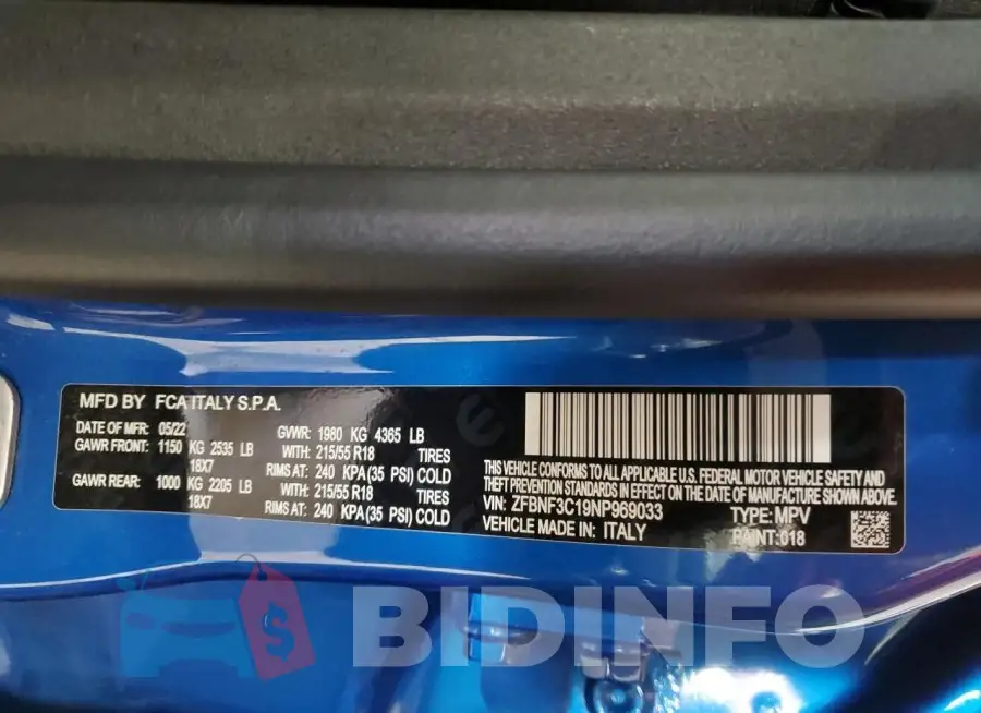 ZFBNF3C19NP969033 Photo# 13
