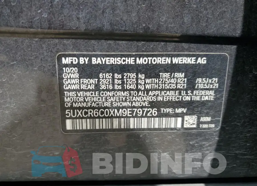 5UXCR6C0XM9E79726 Photo# 13