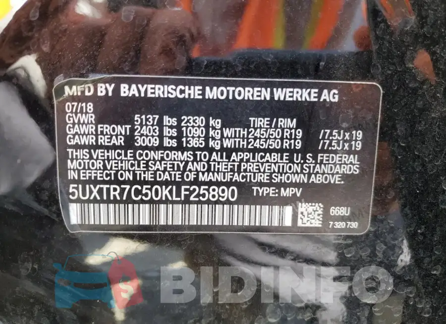 5UXTR7C50KLF25890 Photo# 13