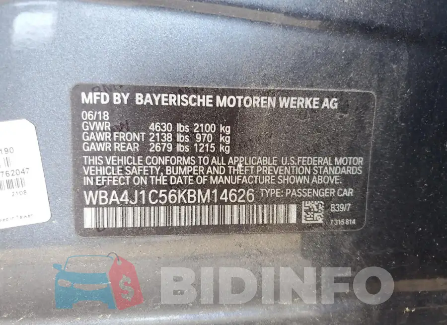 WBA4J1C56KBM14626 Photo# 12