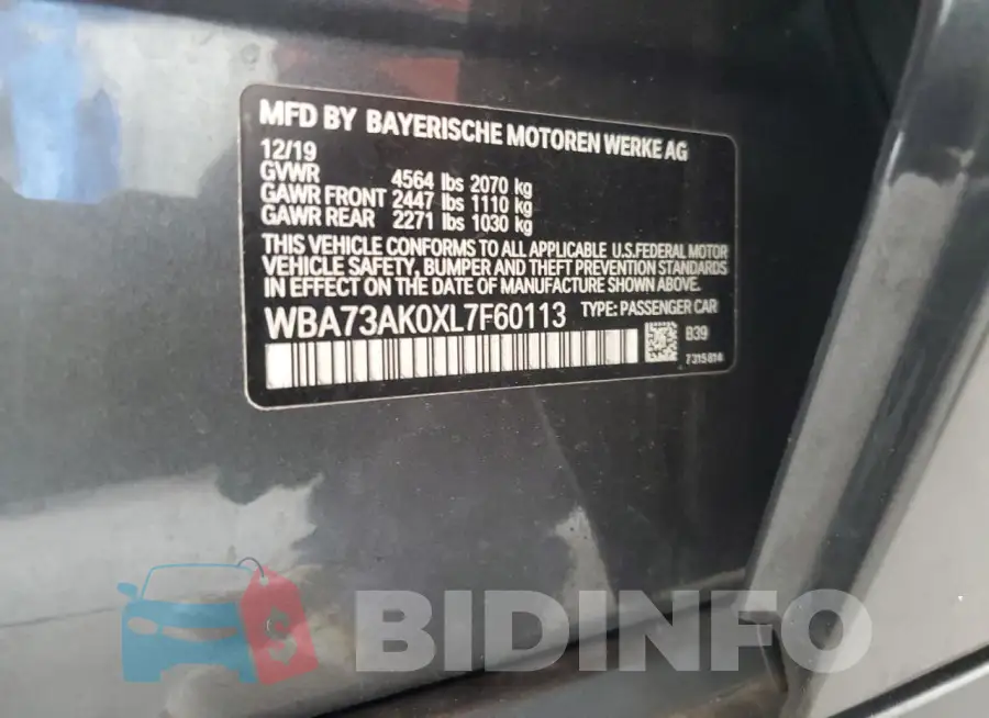 WBA73AK0XL7F60113 Photo# 12