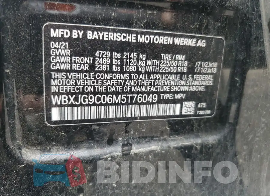 WBXJG9C06M5T76049 Photo# 14
