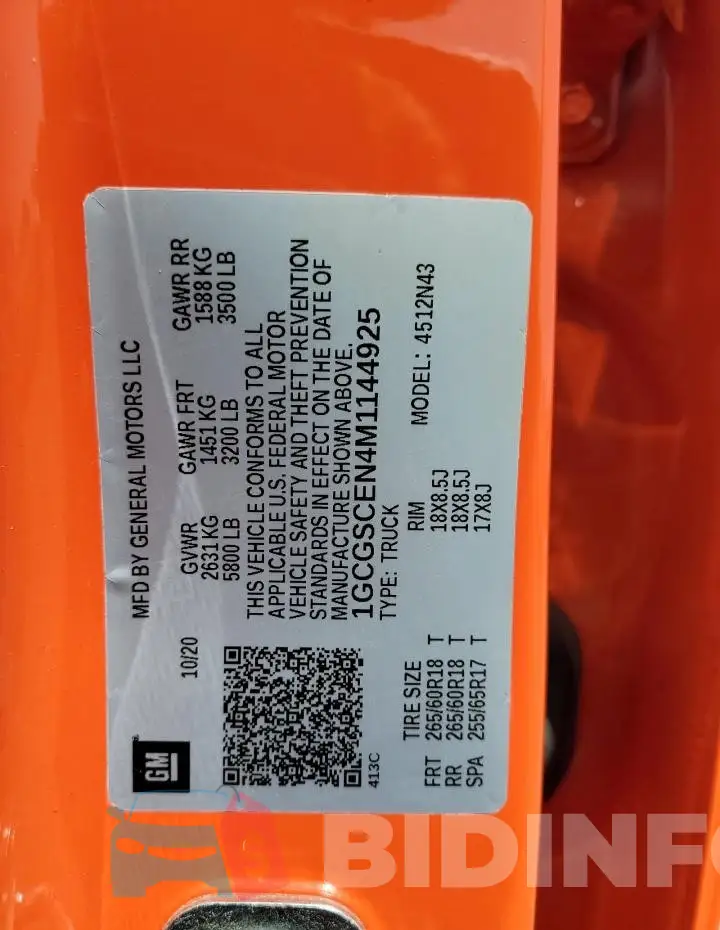 1GCGSCEN4M1144925 Photo# 12
