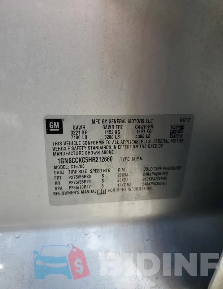 1GNSCCKC5HR212660 Photo# 13