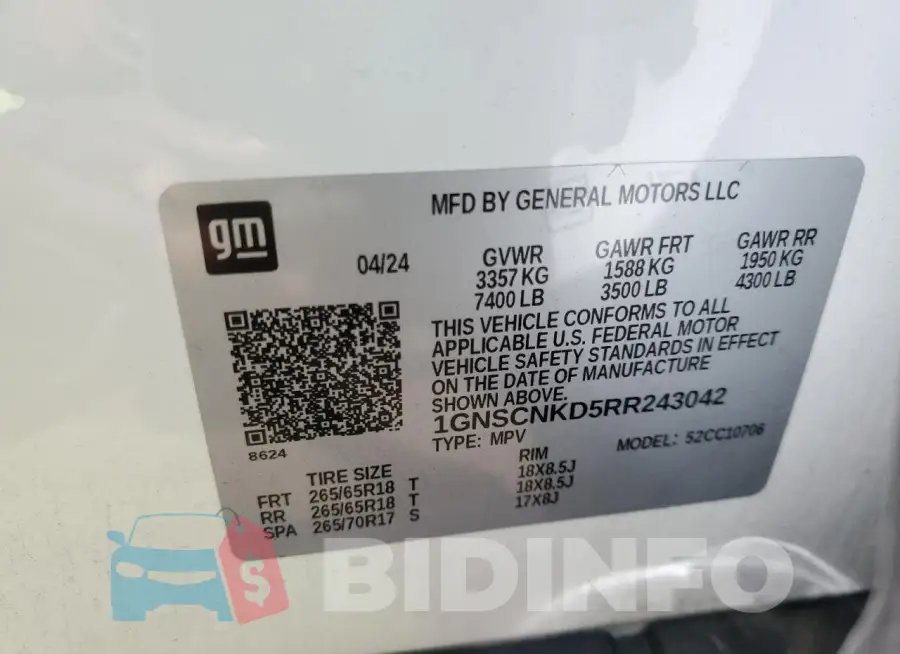 1GNSCNKD5RR243042 Photo# 14