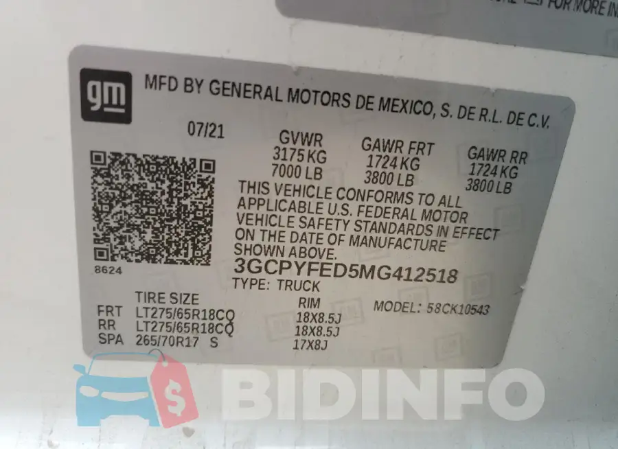 3GCPYFED5MG412518 Photo# 13