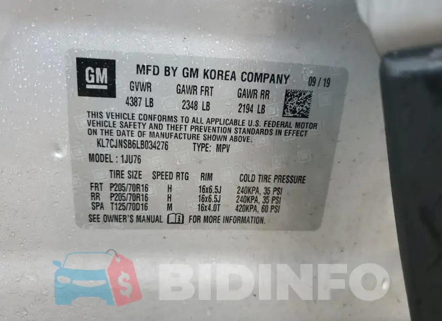 KL7CJNSB6LB034276 Photo# 12