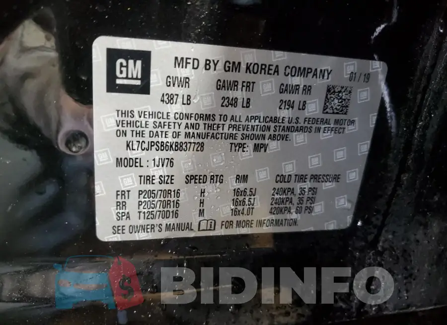 KL7CJPSB6KB837728 Photo# 12