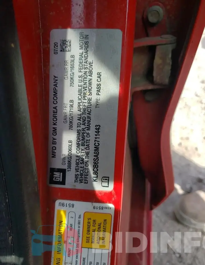 KL8CB6SA8MC711443 Photo# 12