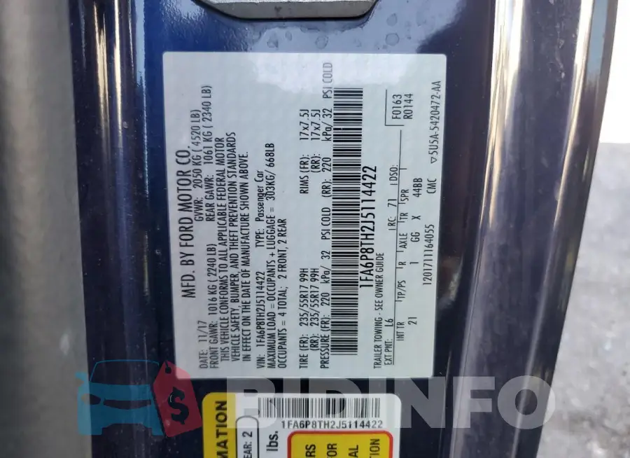 1FA6P8TH2J5114422 Photo# 12
