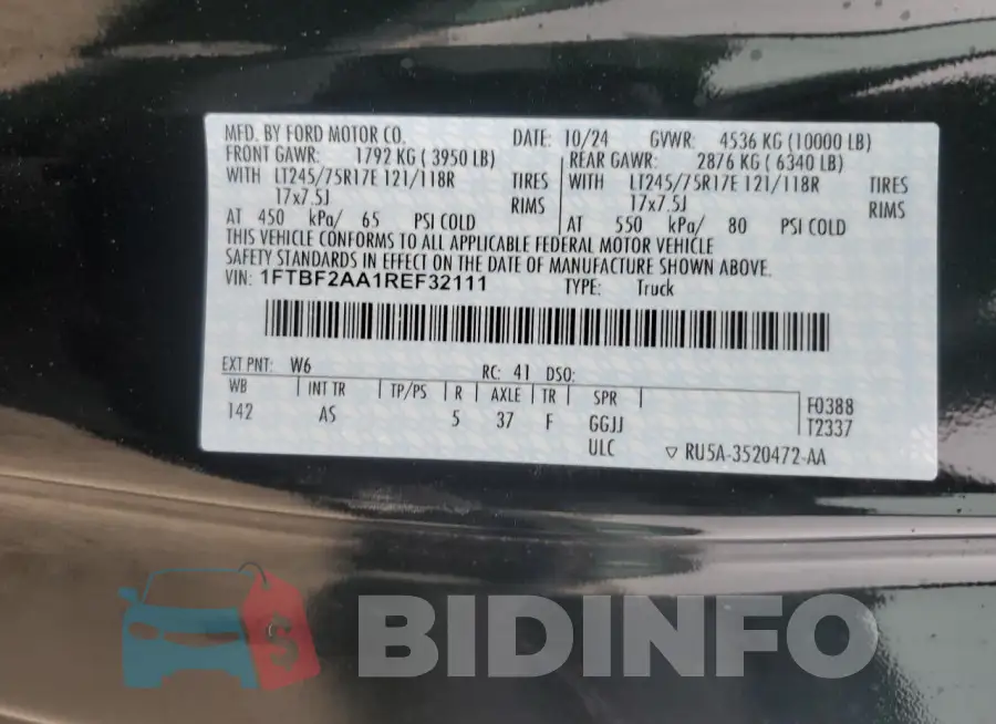 1FTBF2AA1REF32111 Photo# 12