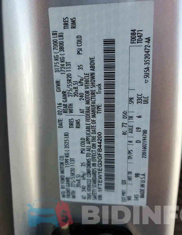 1FTEW1EG3GFB44200 Photo# 12